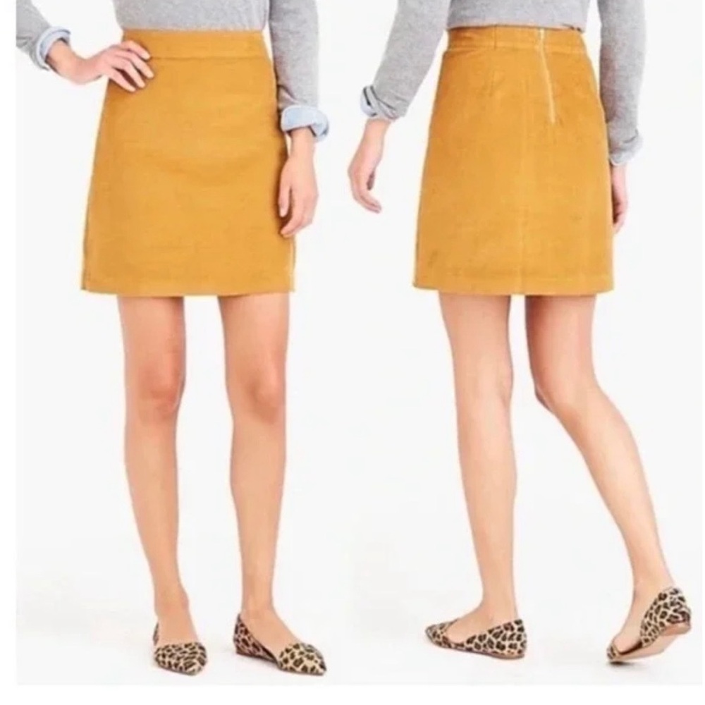 J Crew Mercantile Corduroy A Line Mini Skirt Mustard Womens size 0 NWT